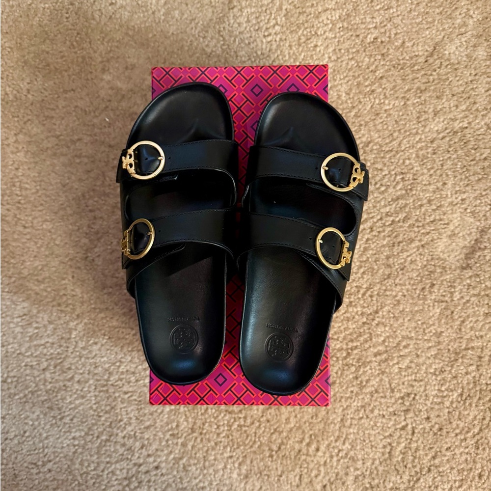 Tory Burch Anatomic Slide Sandals with Gold hardware